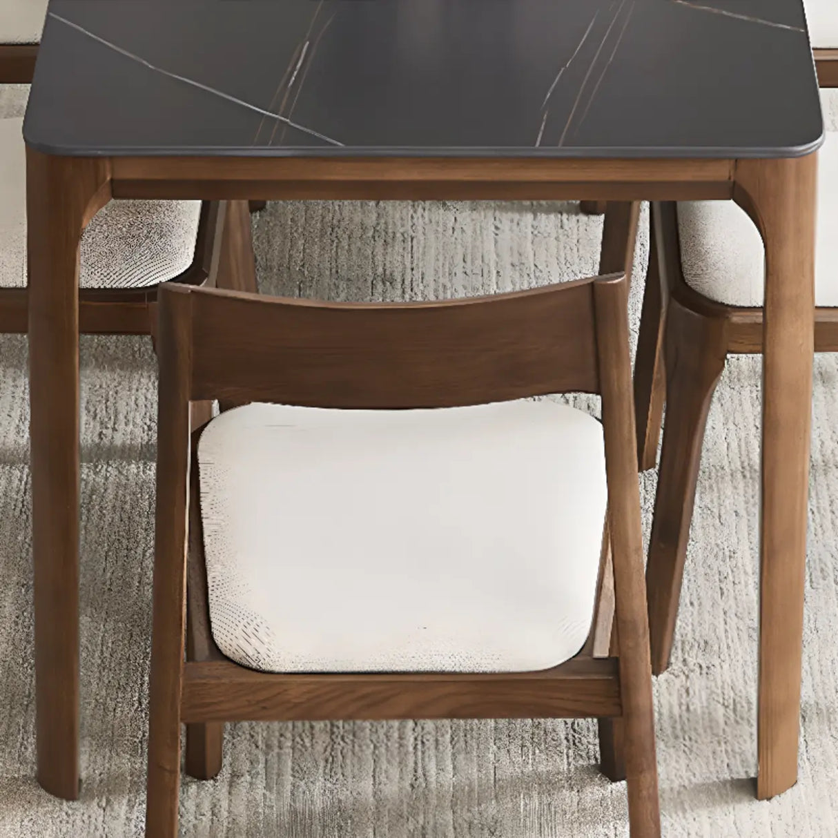 Natural Armless Rubberwood Dining Chairs Nut-Brown Image - 8