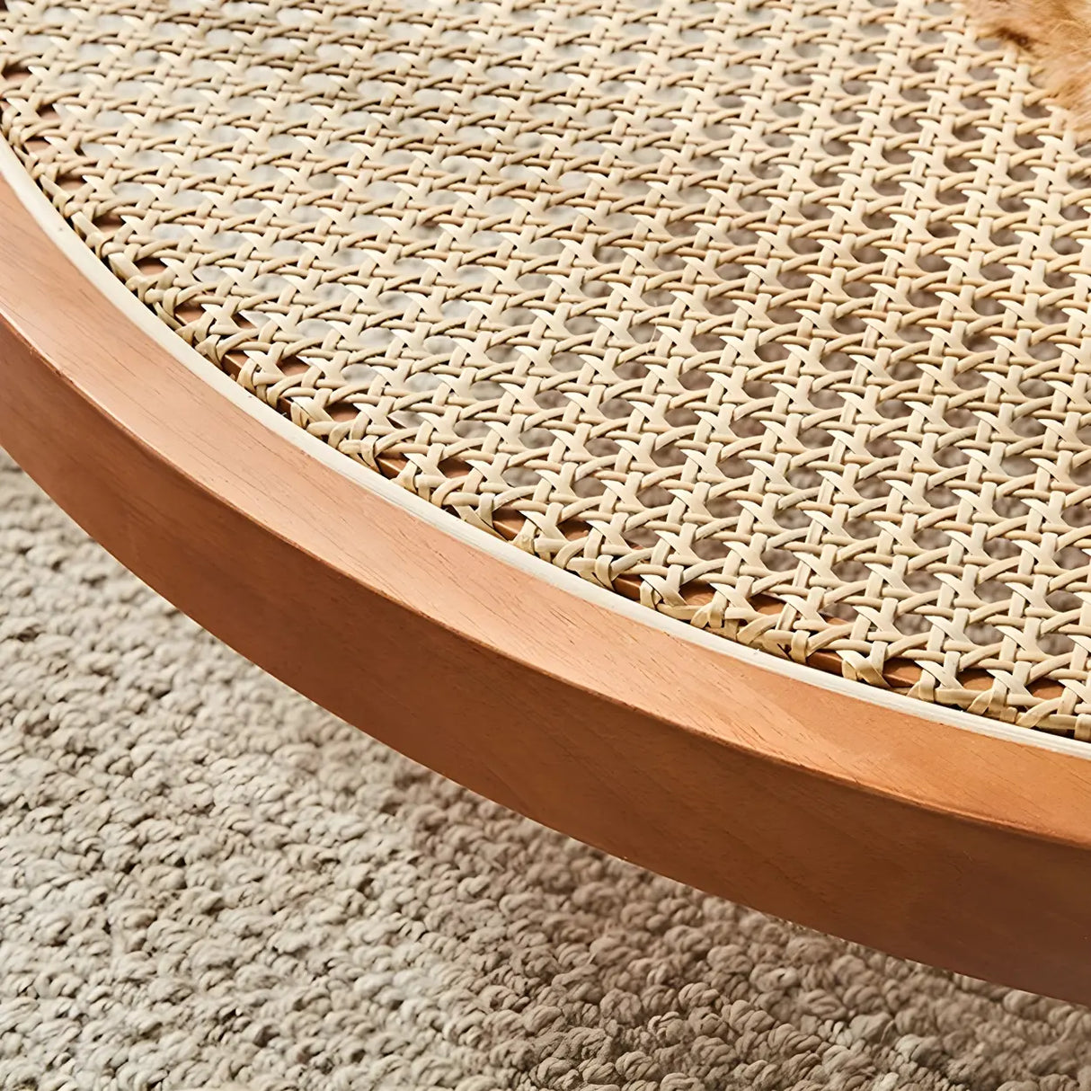 Natural Ash Wood Clear Glass Top Round Coffee Table Image - 11