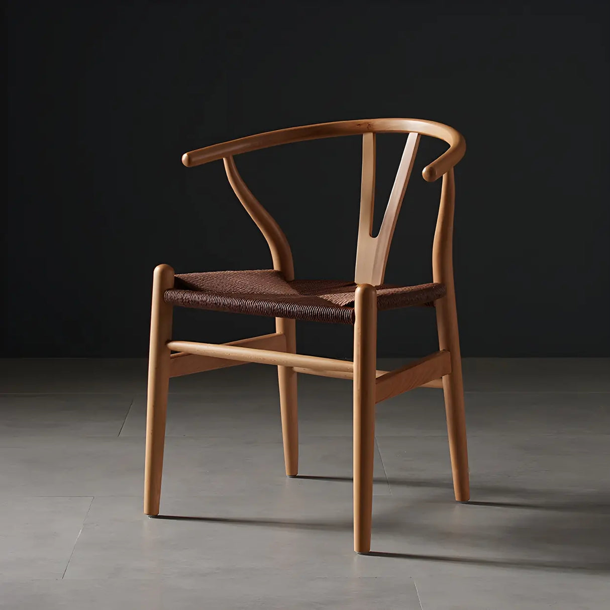 Natural Beech Wood Wishbone Back Dining Arm Chair Image - 24