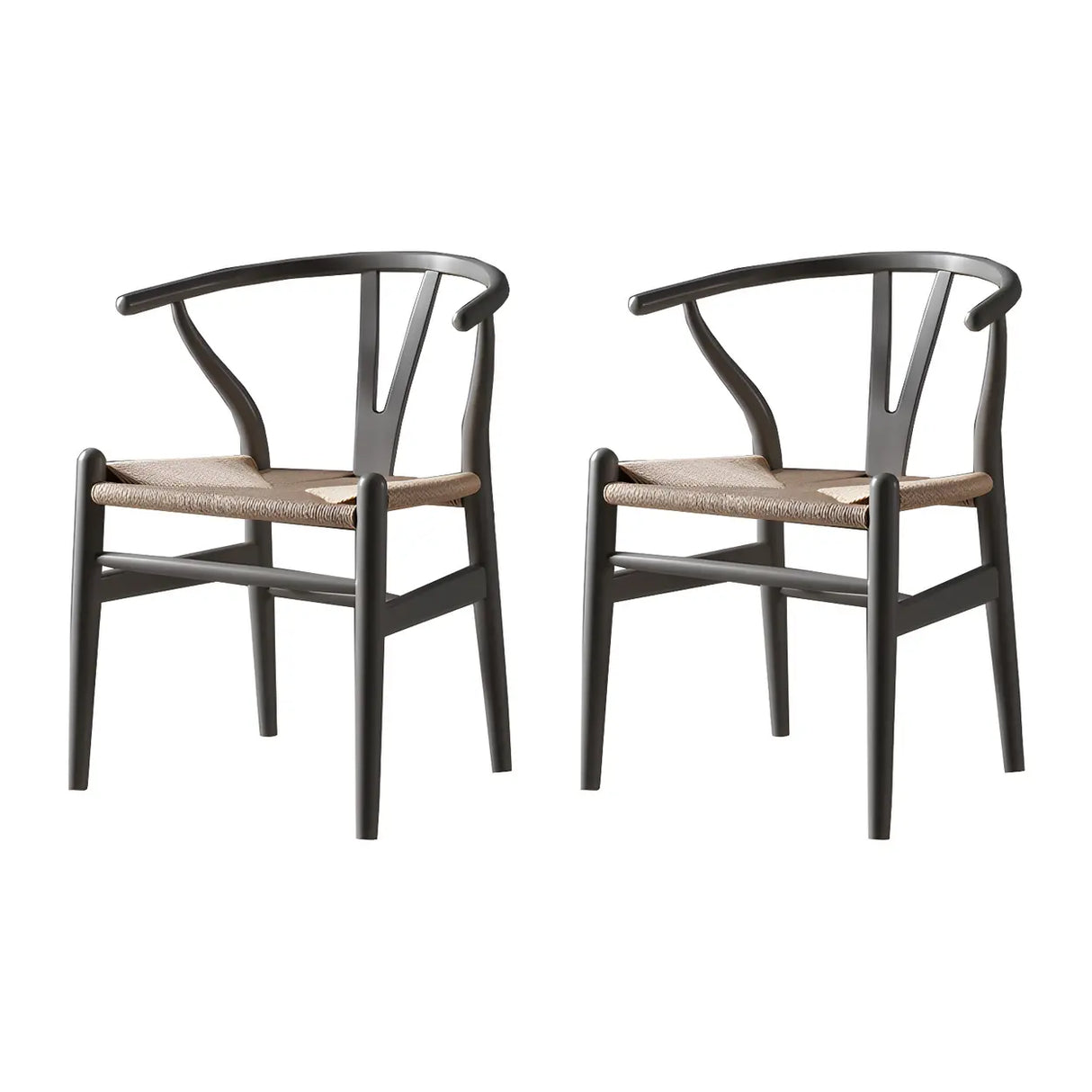 Natural Beech Wood Wishbone Back Dining Arm Chair Image - 31