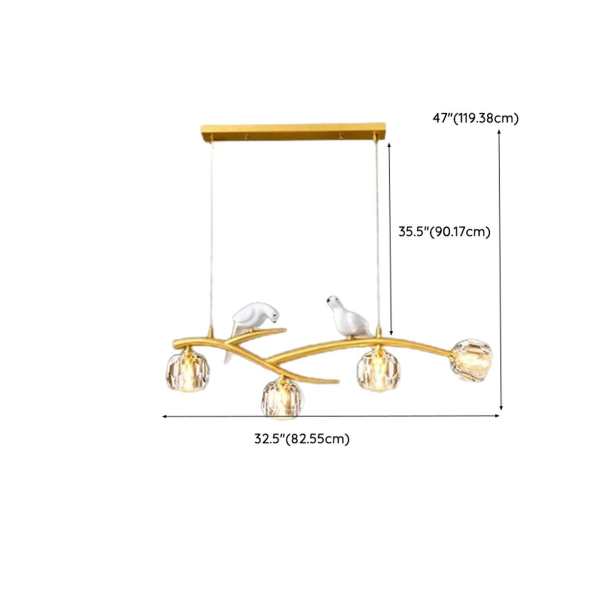 Natural Birds and Globe Branch Island Pendant Light