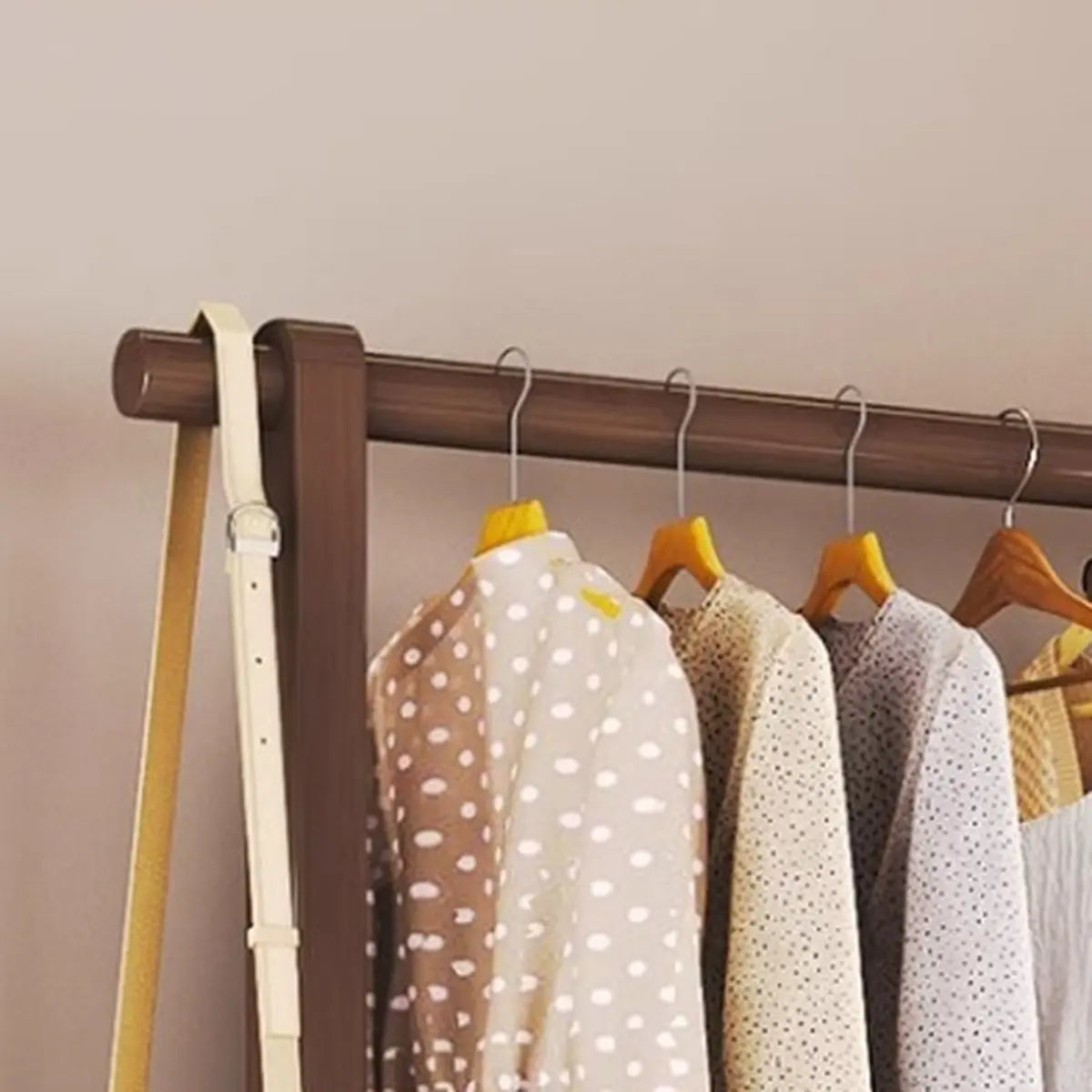 Natural Color Shelves and Hooks Wood Freestanding Coat Rack Image - 12