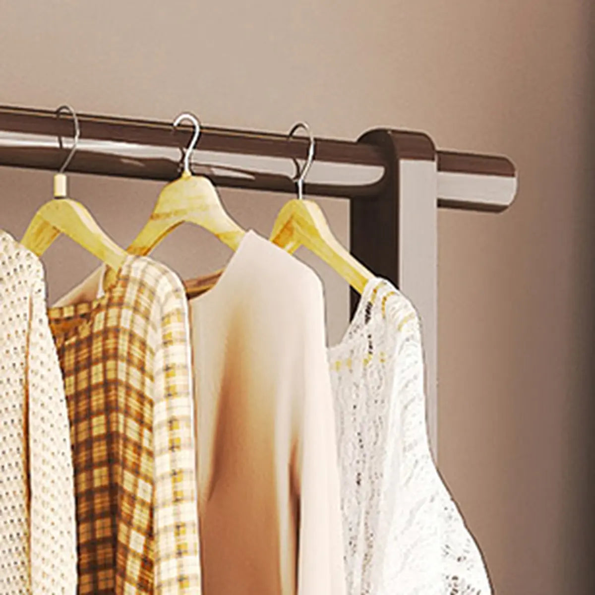 Natural Color Shelves and Hooks Wood Freestanding Coat Rack Image - 17