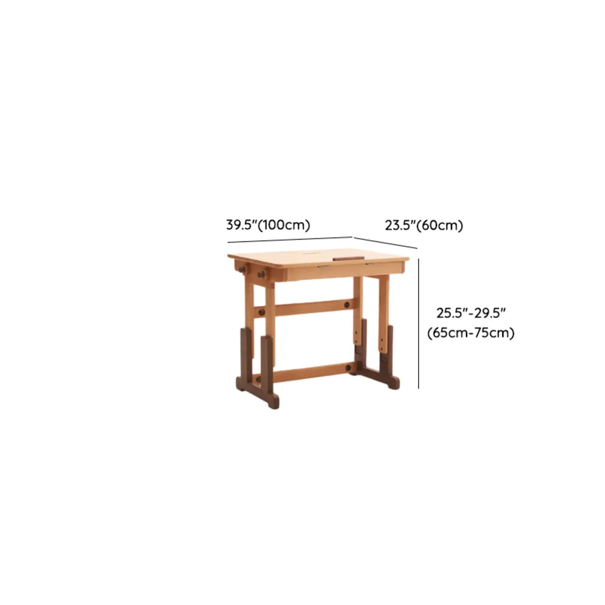 Natural Finish Adjustable Height Wood Kids Writing Desk