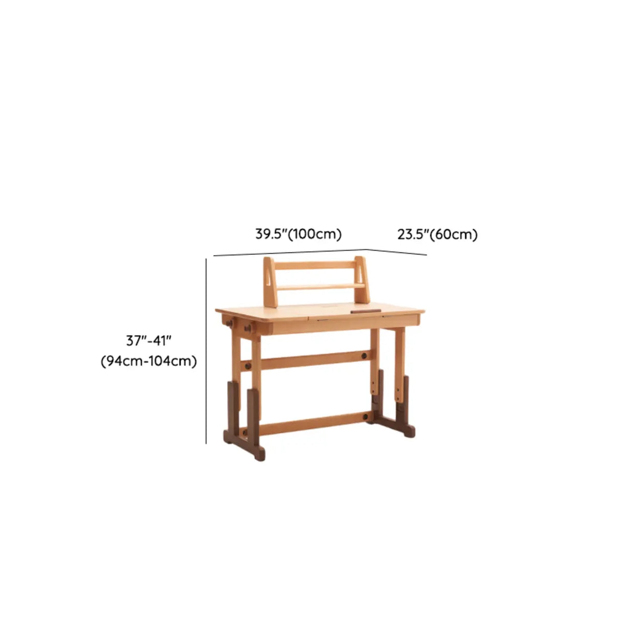 Natural Finish Adjustable Height Wood Kids Writing Desk Image - 12