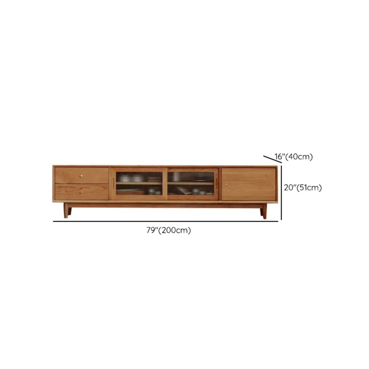 Natural Finish Cherry Wood Enclosed Storage TV Stand Image - 14