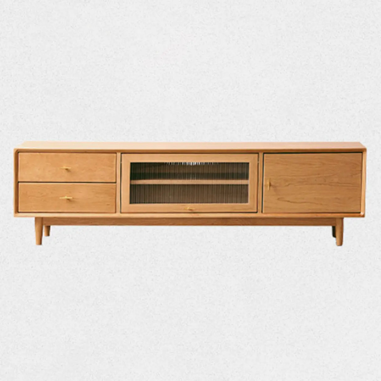 Natural Finish Cherry Wood Enclosed Storage TV Stand Image - 2