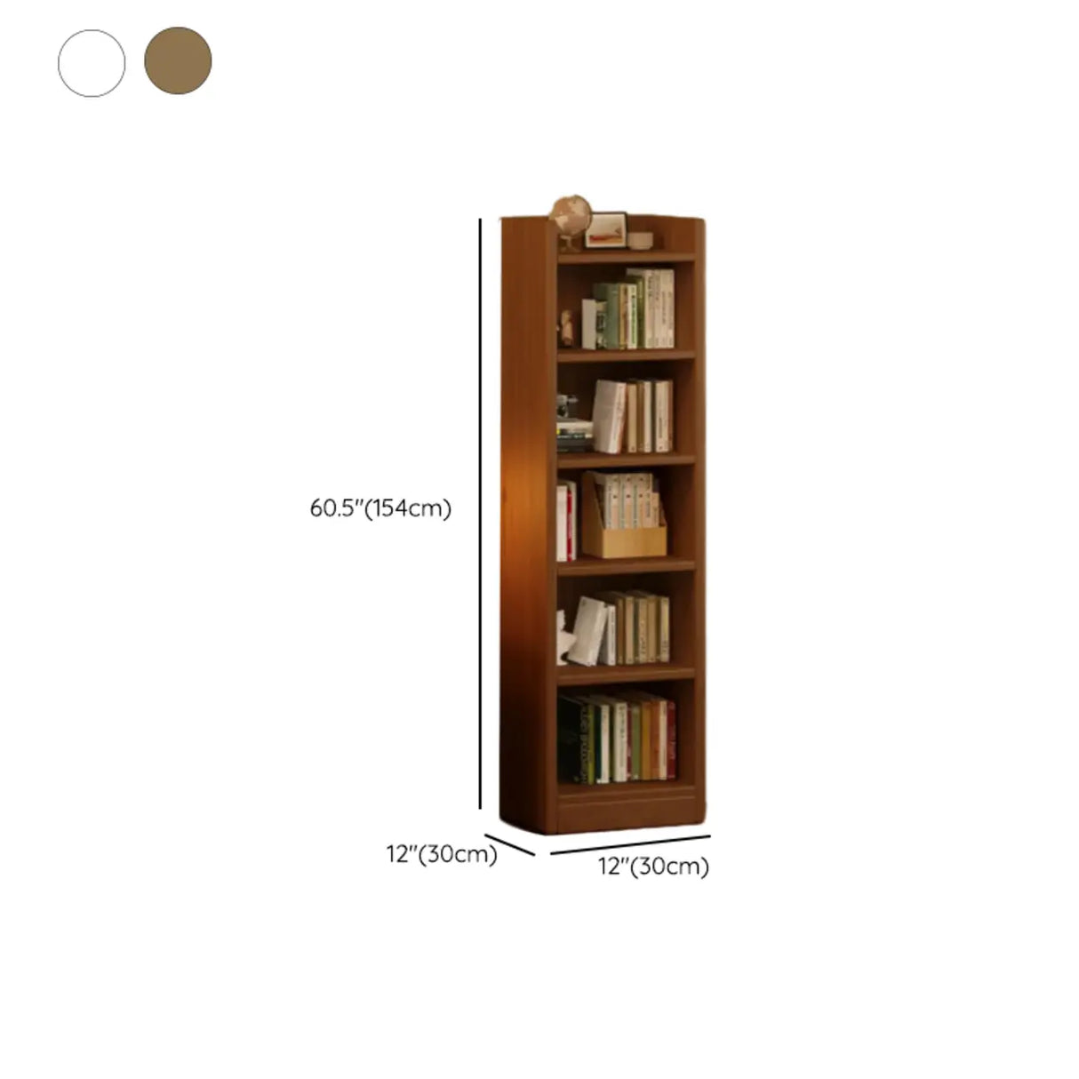 Natural Finish Classic Timber 7 Shelves Narrow Bookcase