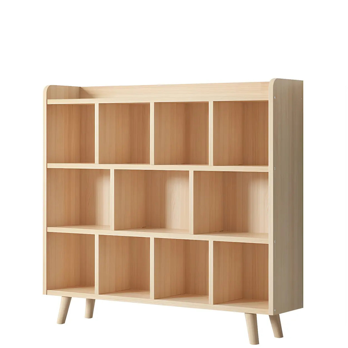Natural Finish Closed Wood Horizontal Storage Bookcase Image - 8