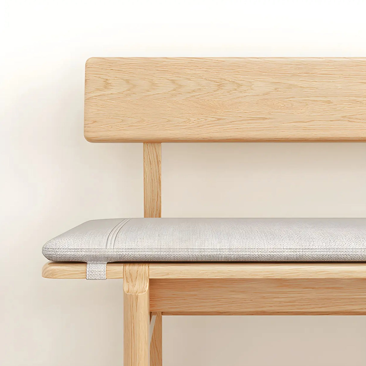 Natural Finish Cushioned Dining Bench with Back and Leg Image - 10