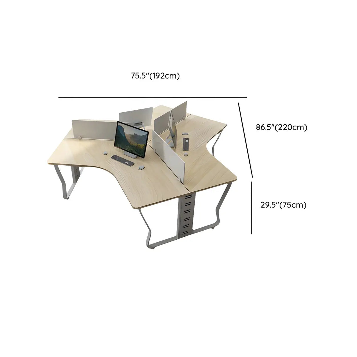 Natural Finish Free Form Sled Long Deep Computer Desk