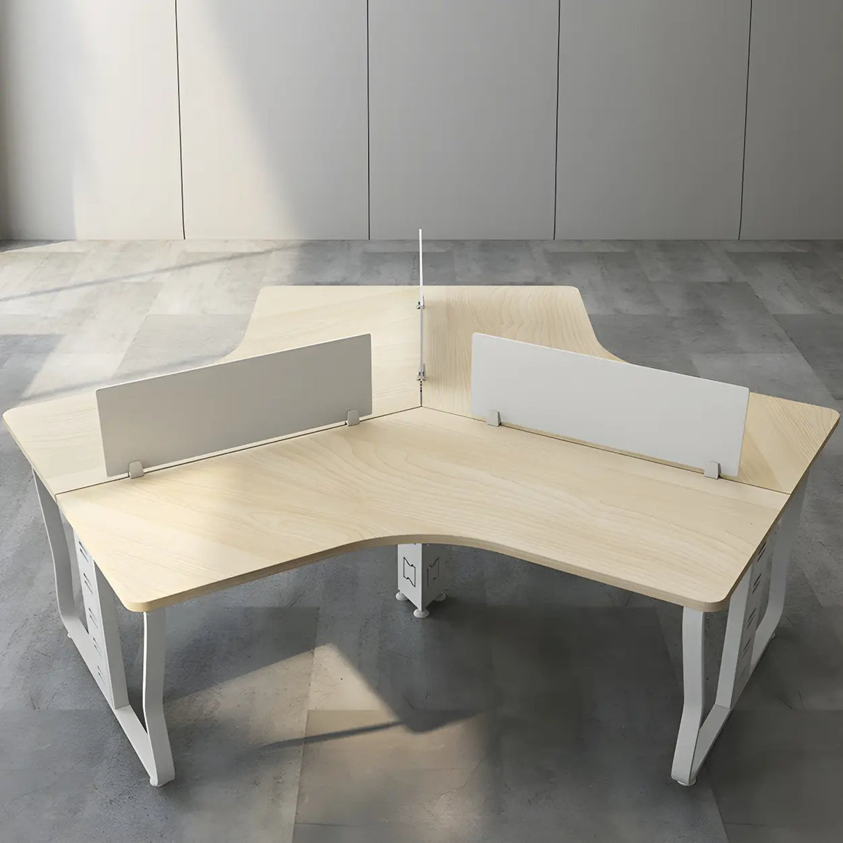 Natural Finish Free Form Sled Long Deep Computer Desk Image - 4