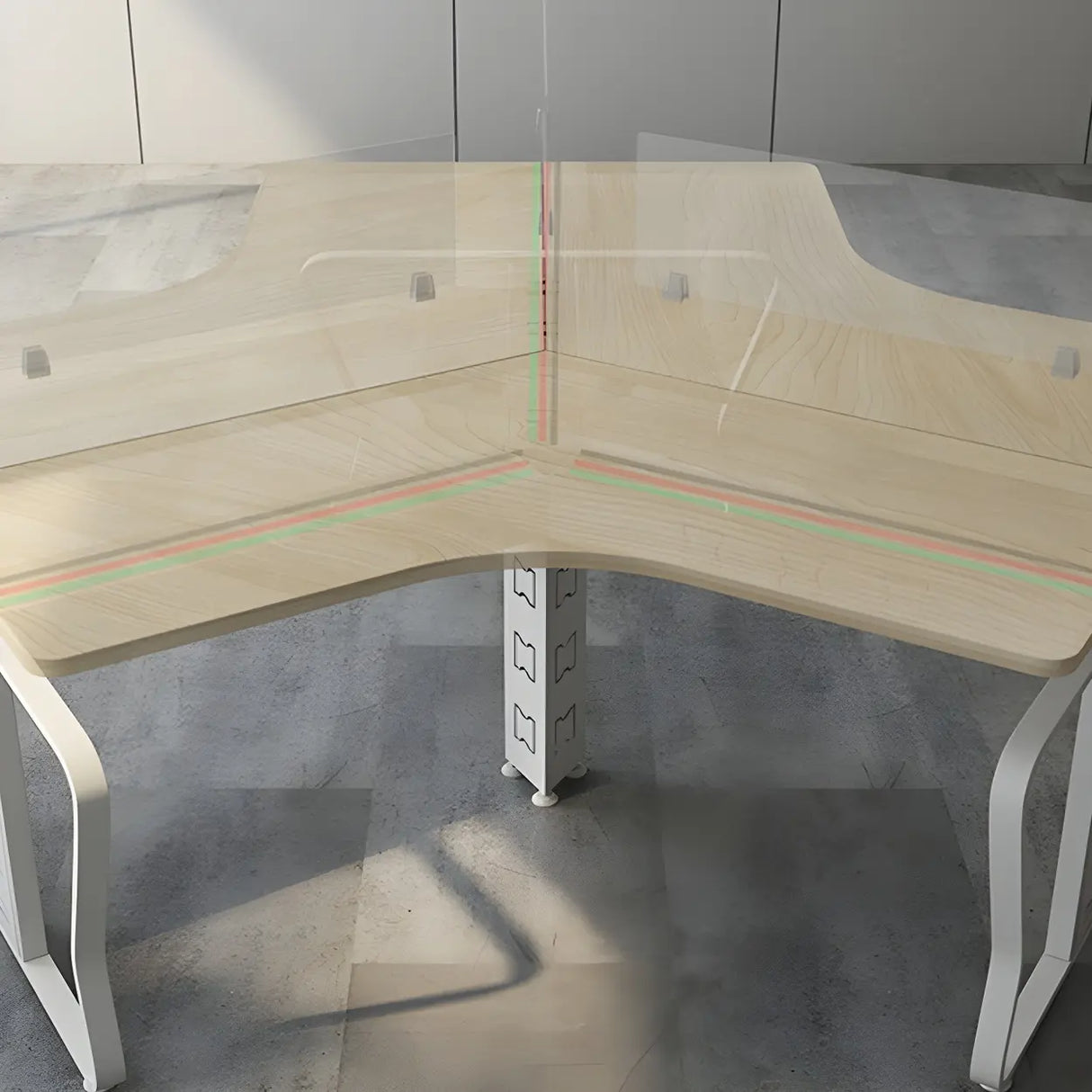 Natural Finish Free Form Sled Long Deep Computer Desk Image - 5