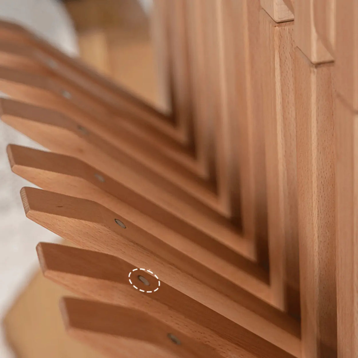 Natural Finish Hooks Wooden Floating Mount Hall Tree Image - 15