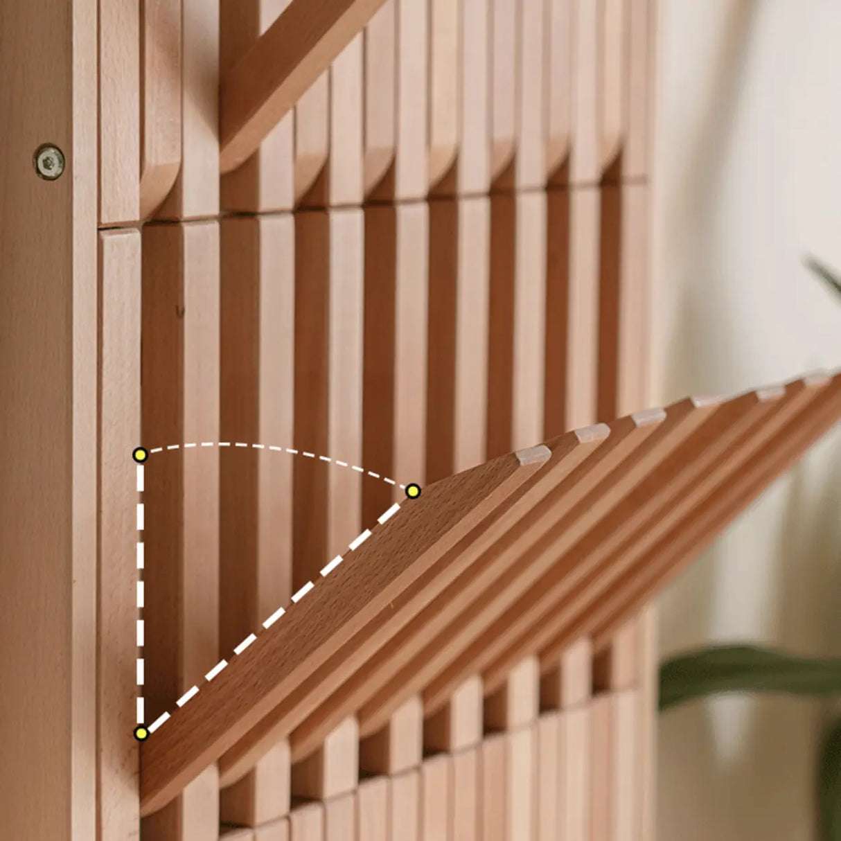 Natural Finish Hooks Wooden Floating Mount Hall Tree Image - 23