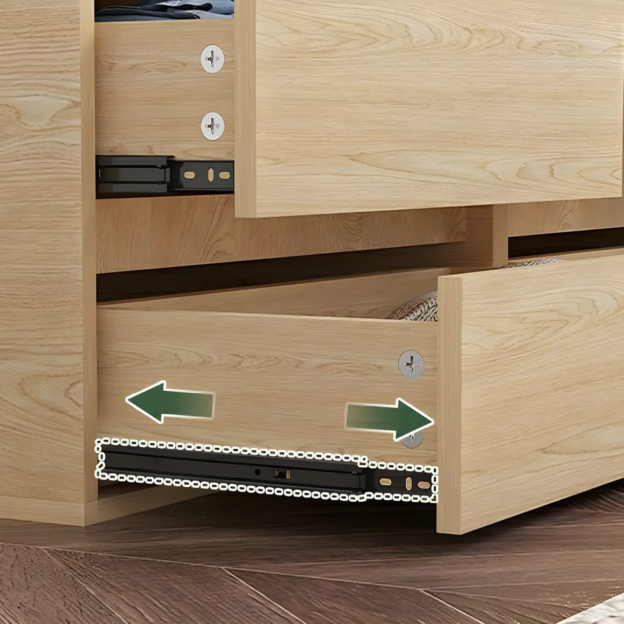 Natural Finish Horizontal Light Wood Dresser for Drawer Image - 18