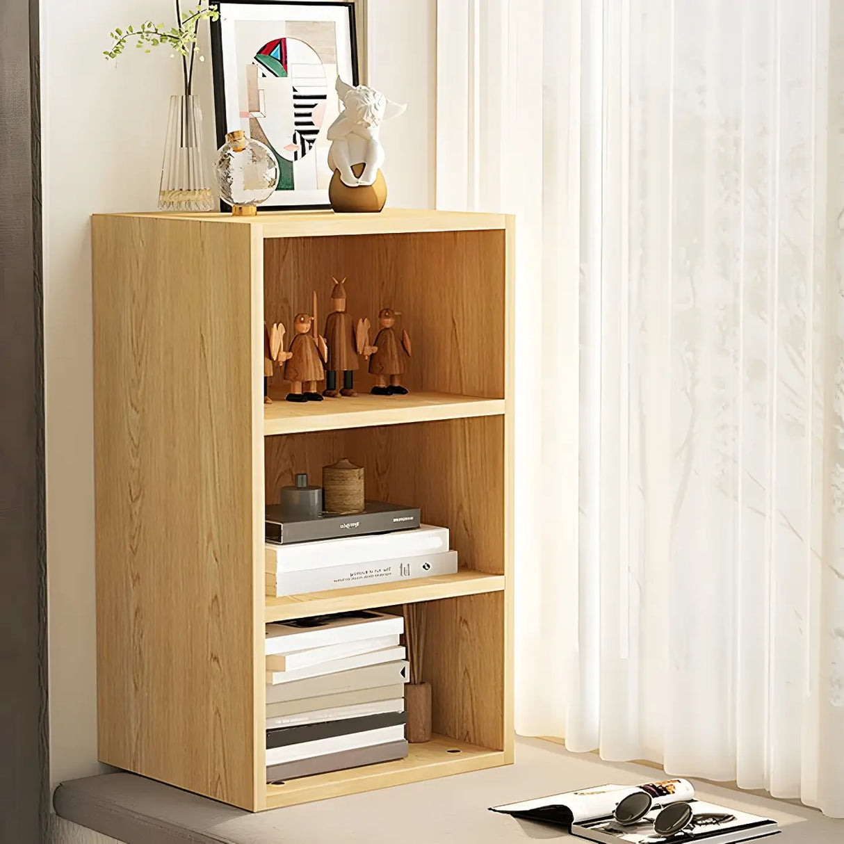 Natural Finish Horizontal Light Wood Dresser for Drawer Image - 20