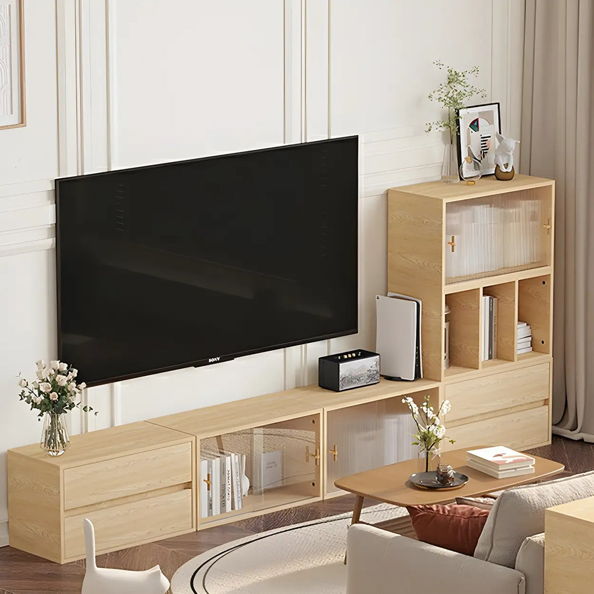 Natural Finish Horizontal Light Wood Dresser for Drawer Image - 22