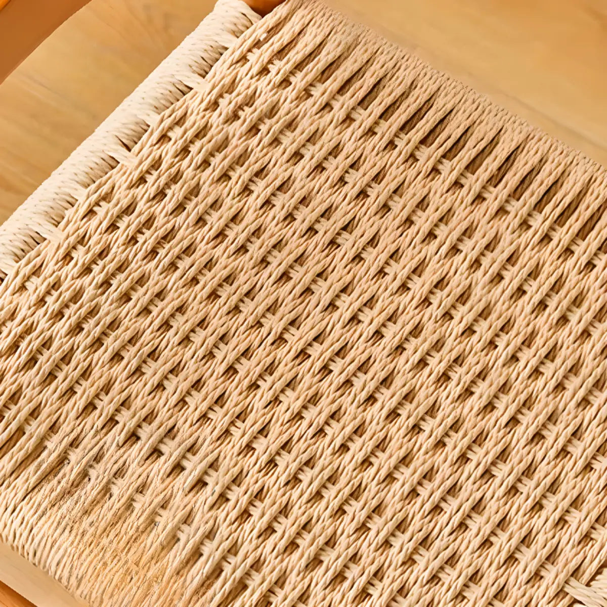 Natural Finish Ladder Back Woven Wooden Dining Chair Image - 10