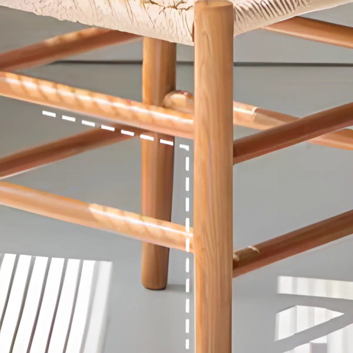 Natural Finish Ladder Back Woven Wooden Dining Chair Image - 14