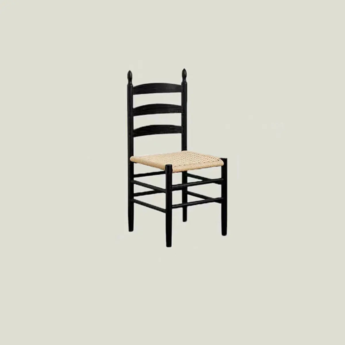 Natural Finish Ladder Back Woven Wooden Dining Chair Image - 3