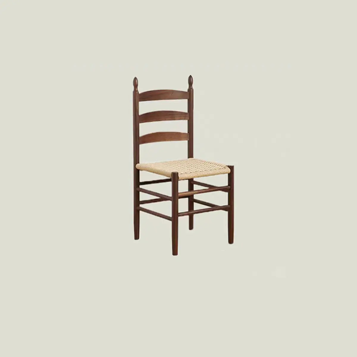 Natural Finish Ladder Back Woven Wooden Dining Chair Image - 5