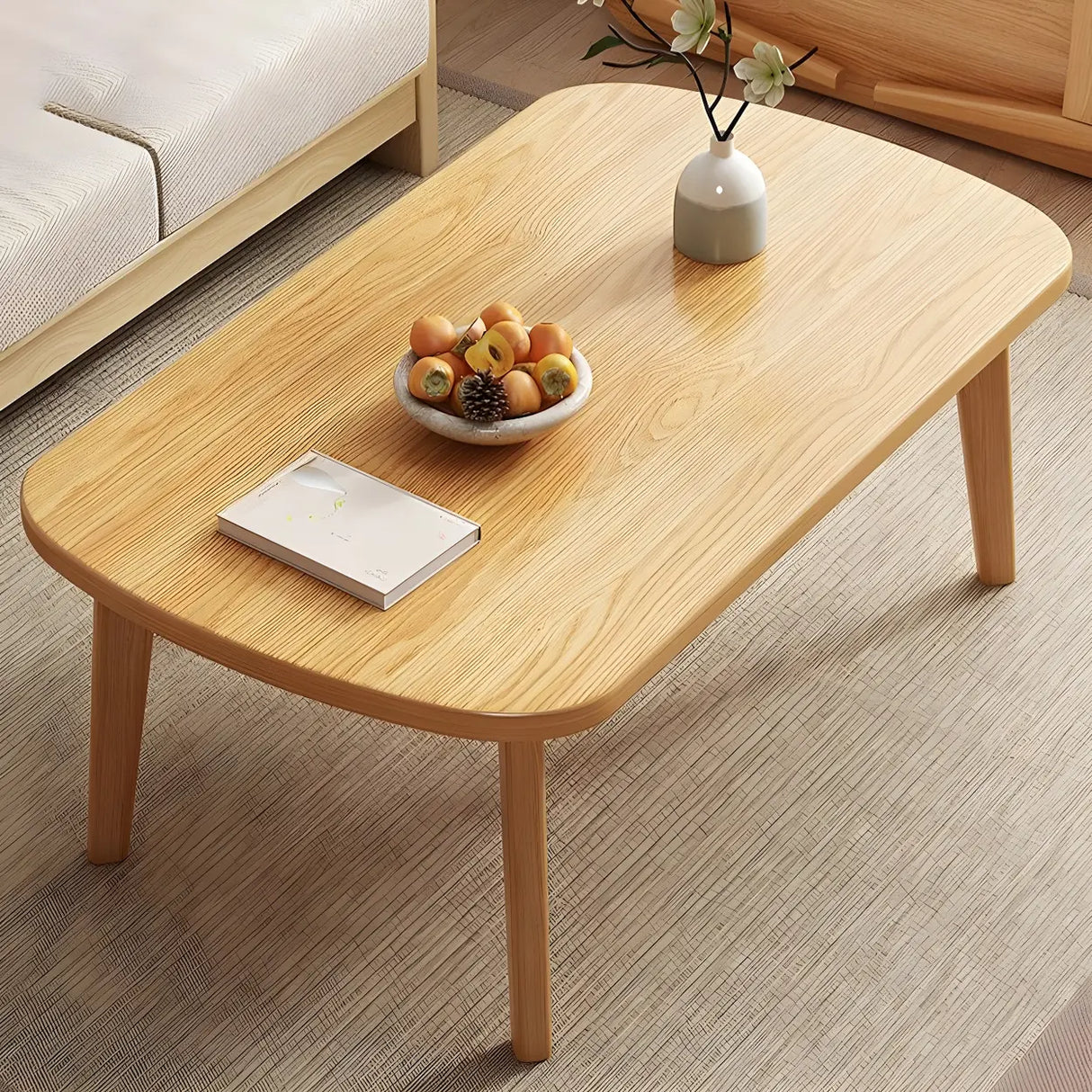 Natural Finish Manufactured Wood Storage Coffee Table Image - 11