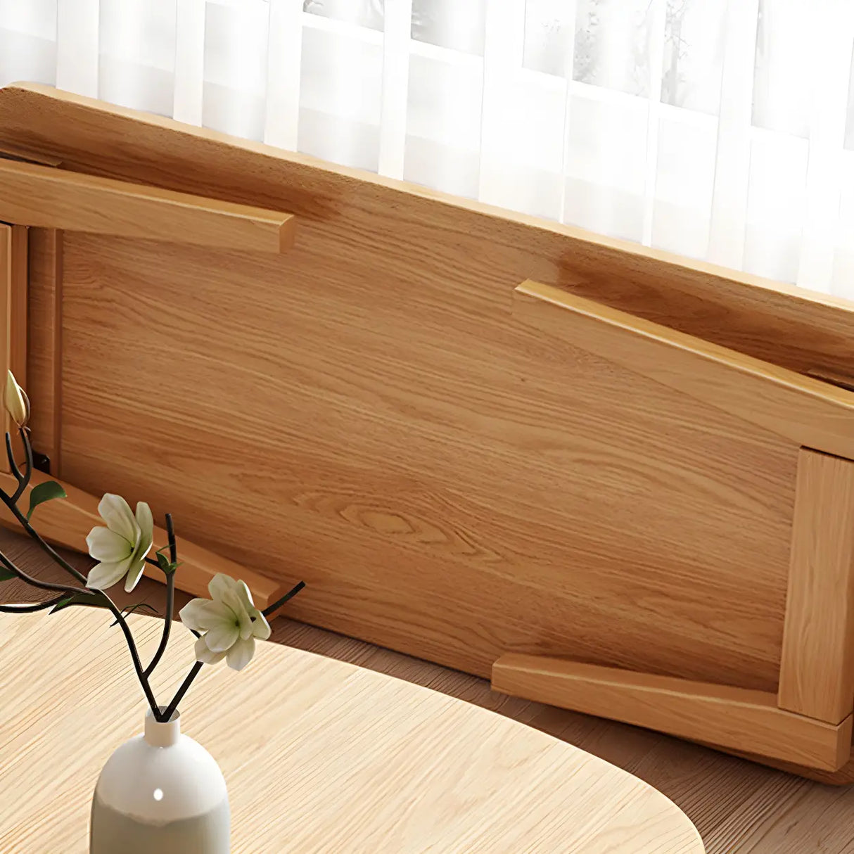 Natural Finish Manufactured Wood Storage Coffee Table Image - 8