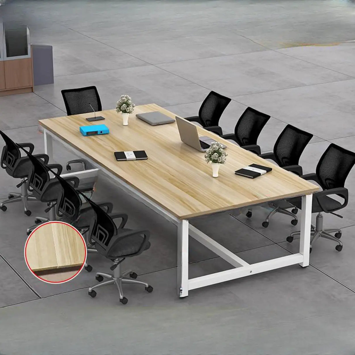 Natural Finish Multi-personal Timber Desk Image - 2