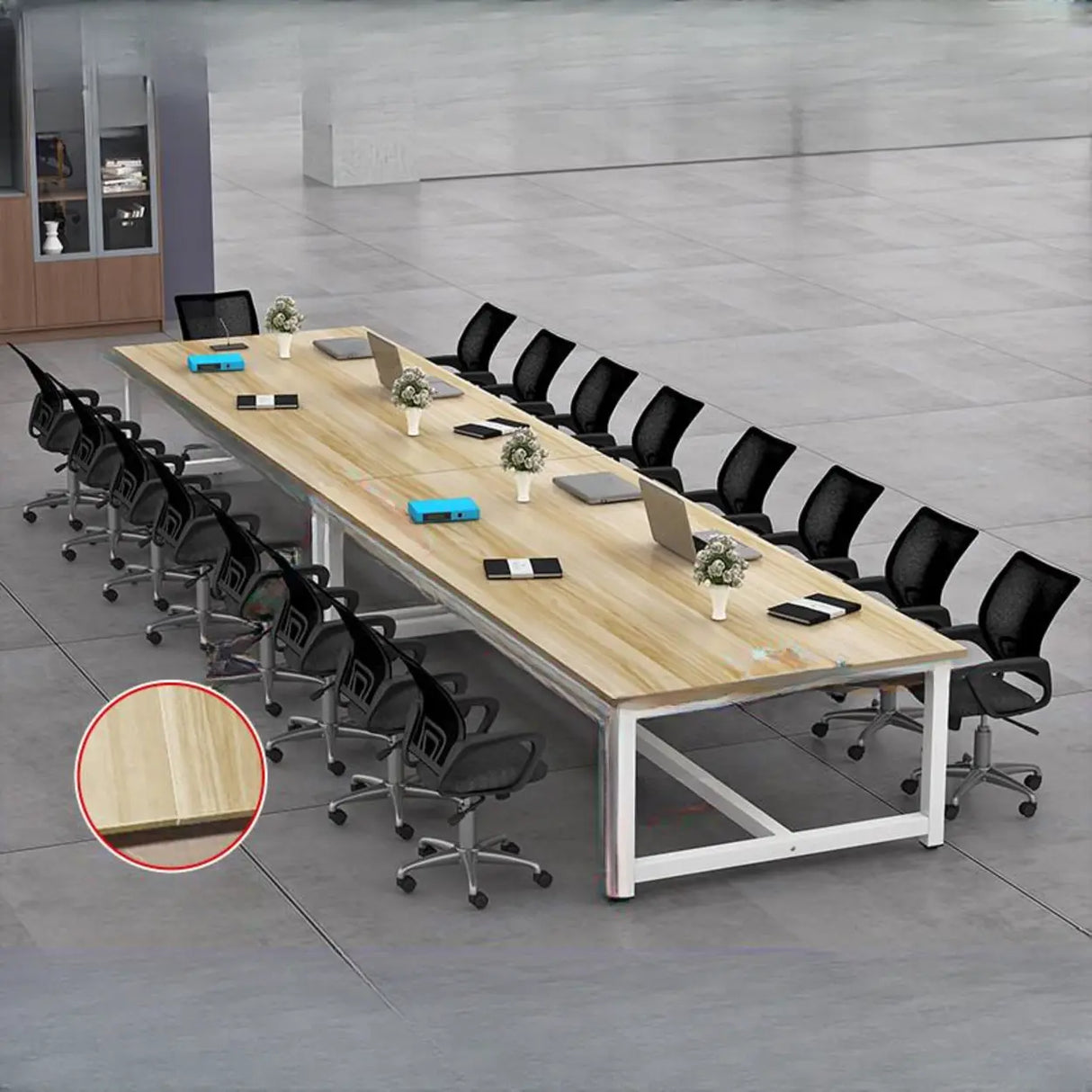 Natural Finish Multi-personal Timber Desk Image - 3