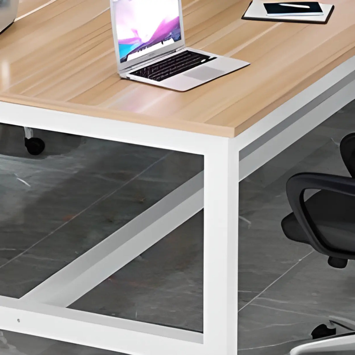 Natural Finish Multi-personal Timber Desk Image - 4