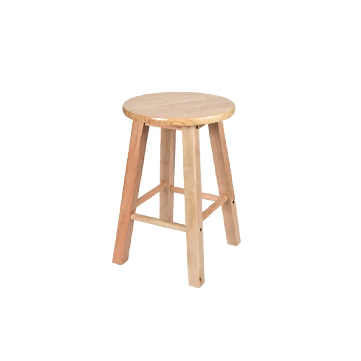 Natural Finish Oak Round Wood Backless Bar Stools Image - 2