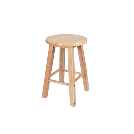 Natural Finish Oak Round Wood Backless Bar Stools Image - 2