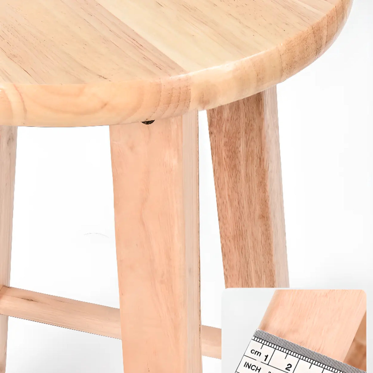 Natural Finish Oak Round Wood Backless Bar Stools Image - 7