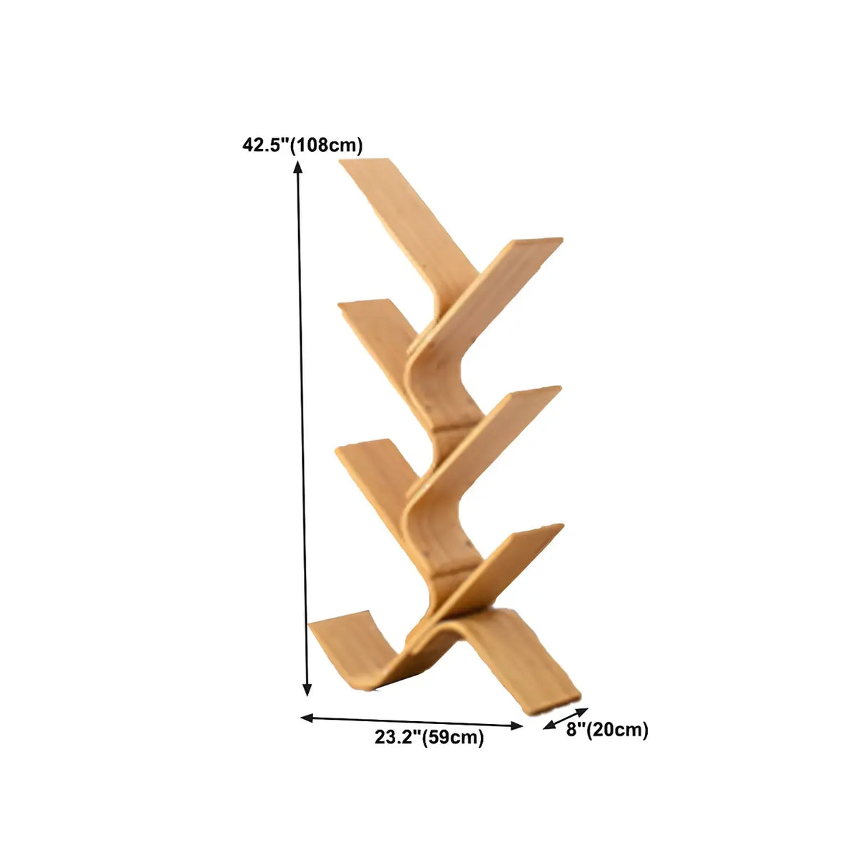 Natural Finish Open Bamboo Etagere Tree Shape Bookcase Image - 18