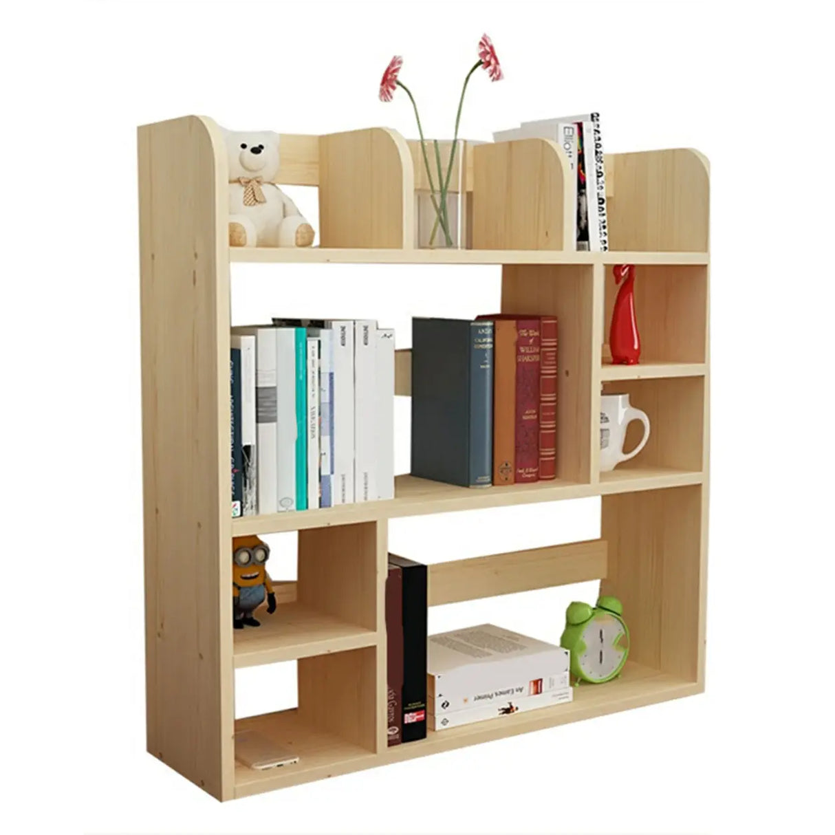 Natural Finish Open Casual Timber Storage Bookcase Image - 10