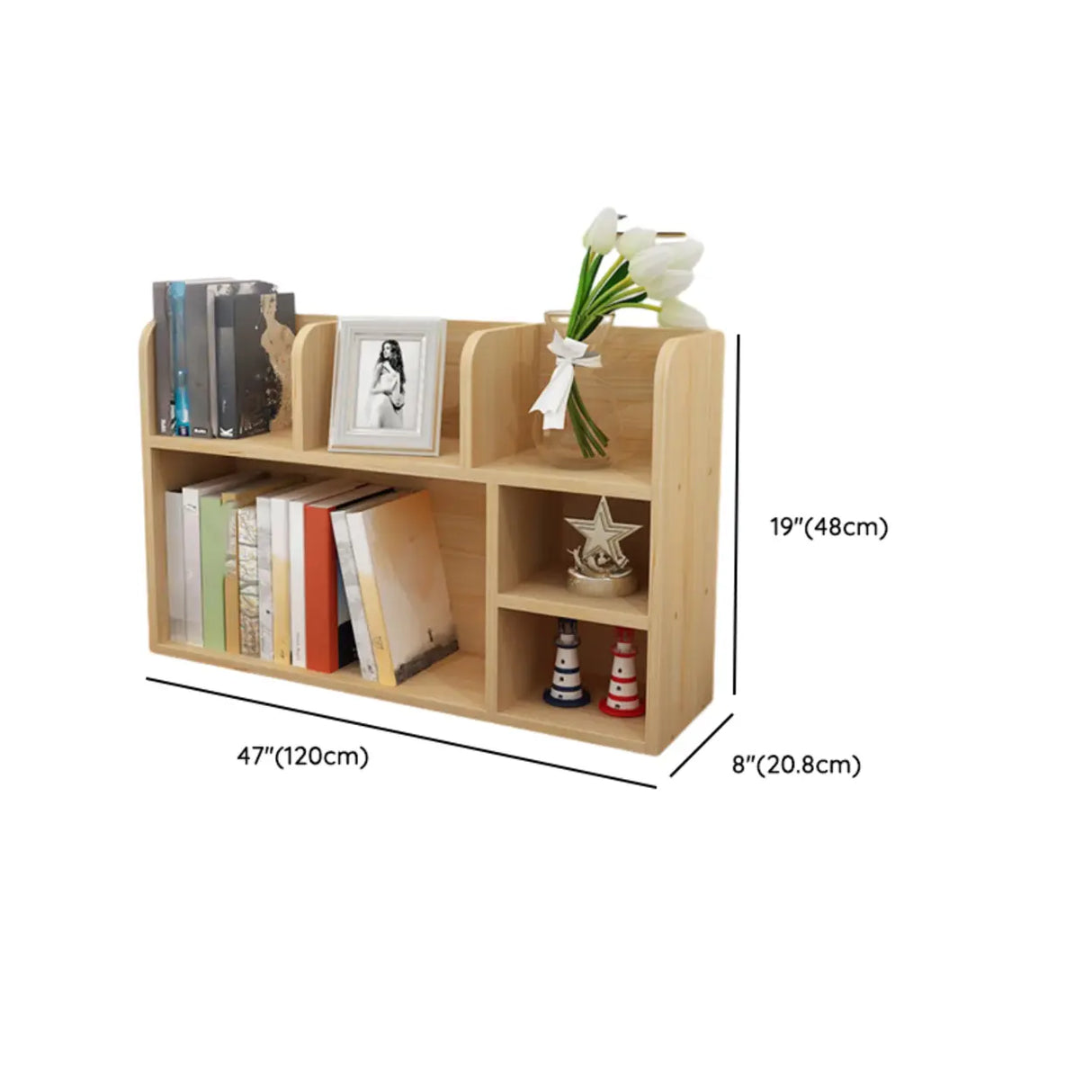 Natural Finish Open Casual Timber Storage Bookcase Image - 23