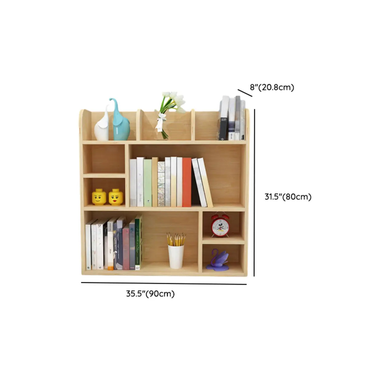 Natural Finish Open Casual Timber Storage Bookcase Image - 31