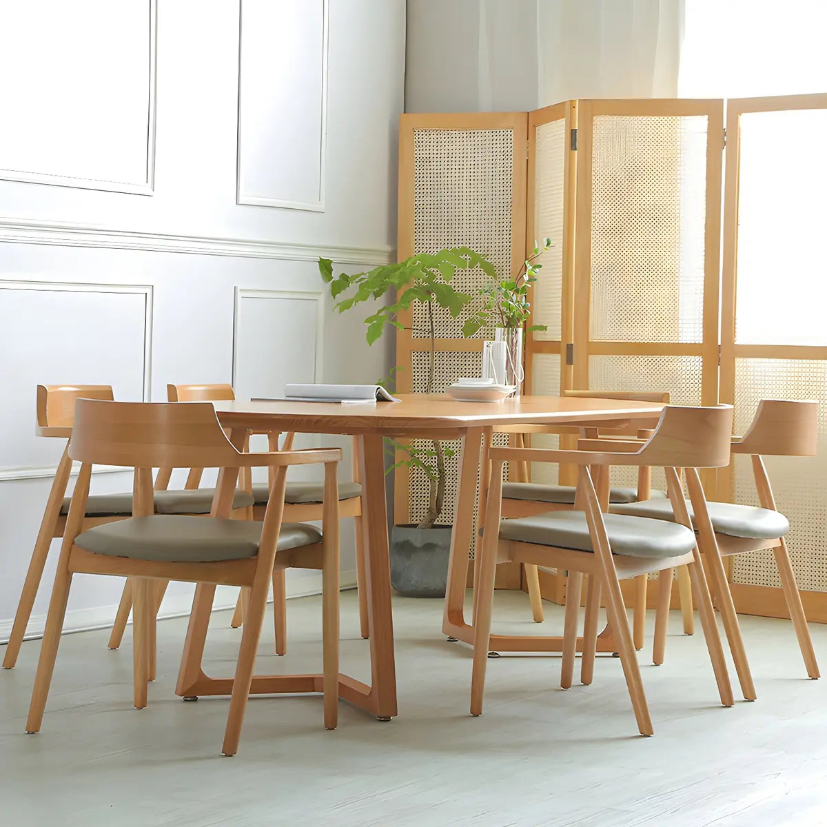 Natural Finish Oval Pine Sled Conference Desk 6-Person Image - 12