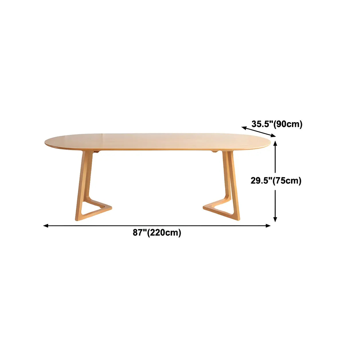 Natural Finish Oval Pine Sled Conference Desk 6-Person