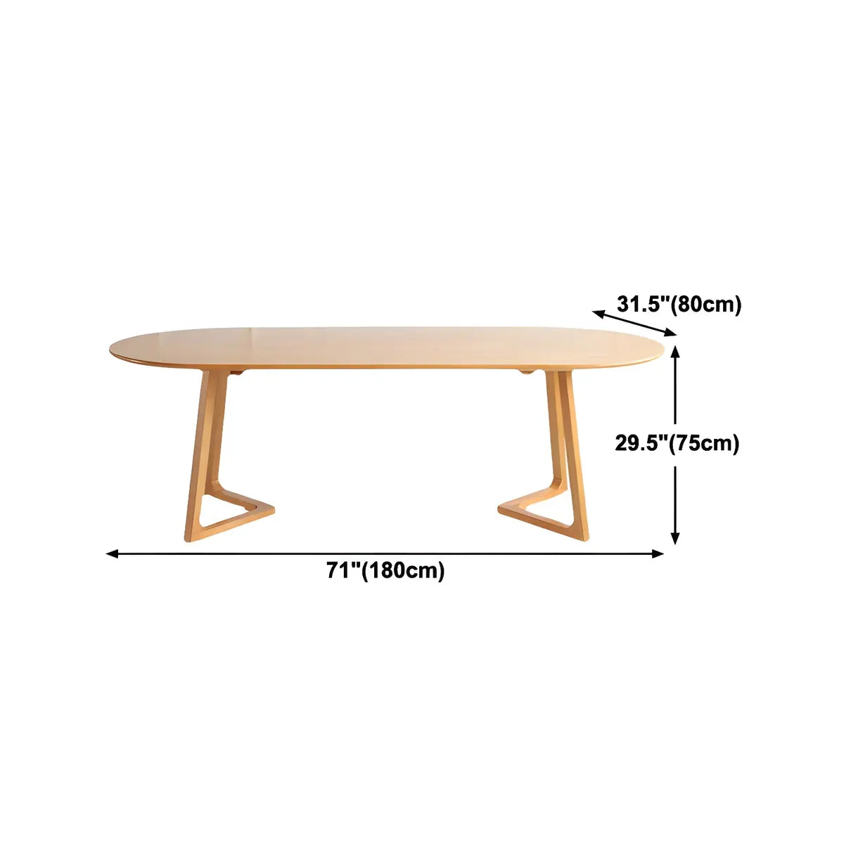 Natural Finish Oval Pine Sled Conference Desk 6-Person Image - 18