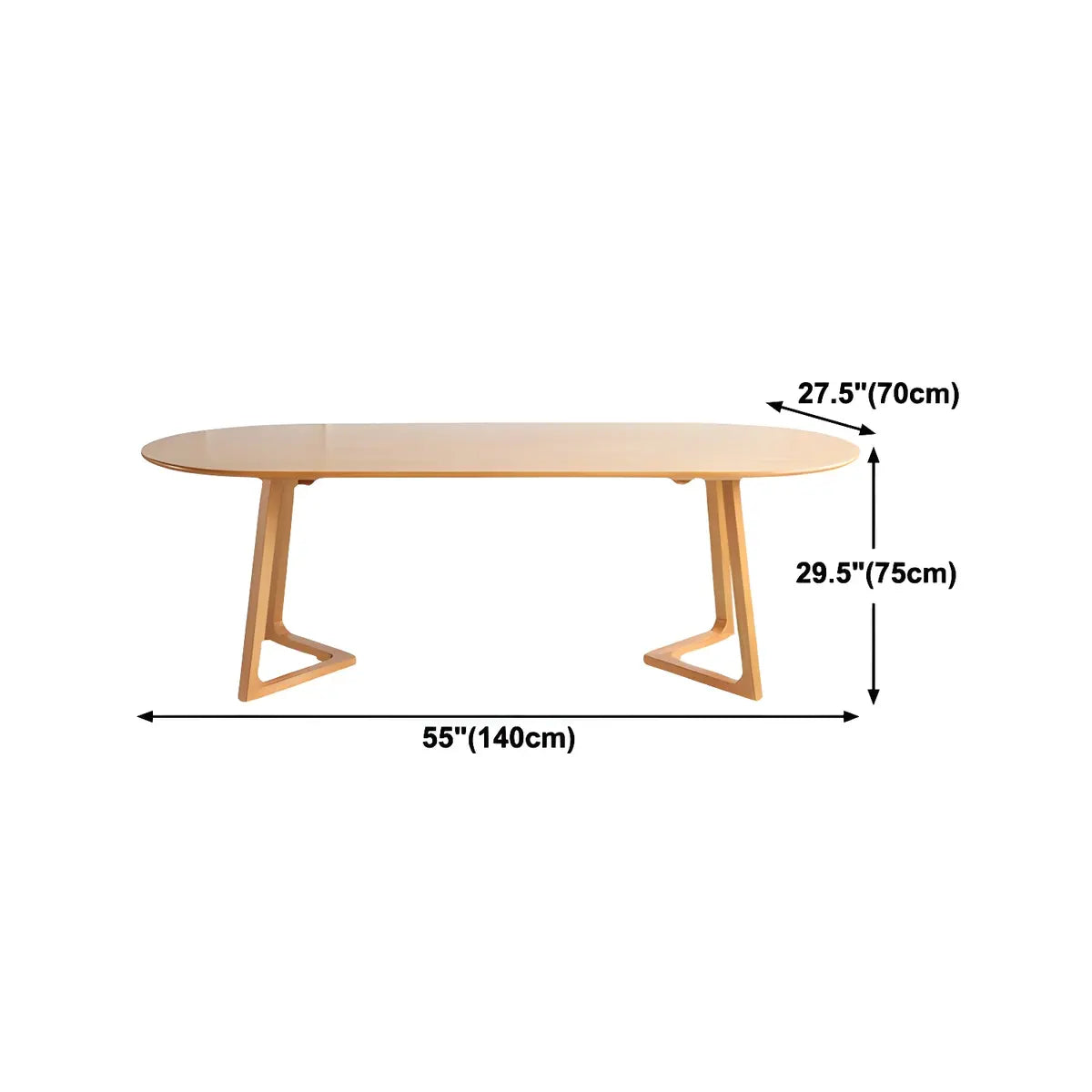 Natural Finish Oval Pine Sled Conference Desk 6-Person Image - 22