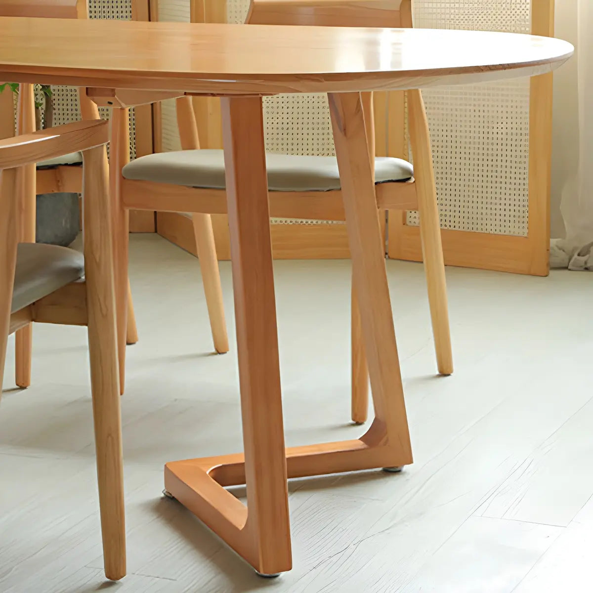 Natural Finish Oval Pine Sled Conference Desk 6-Person Image - 7