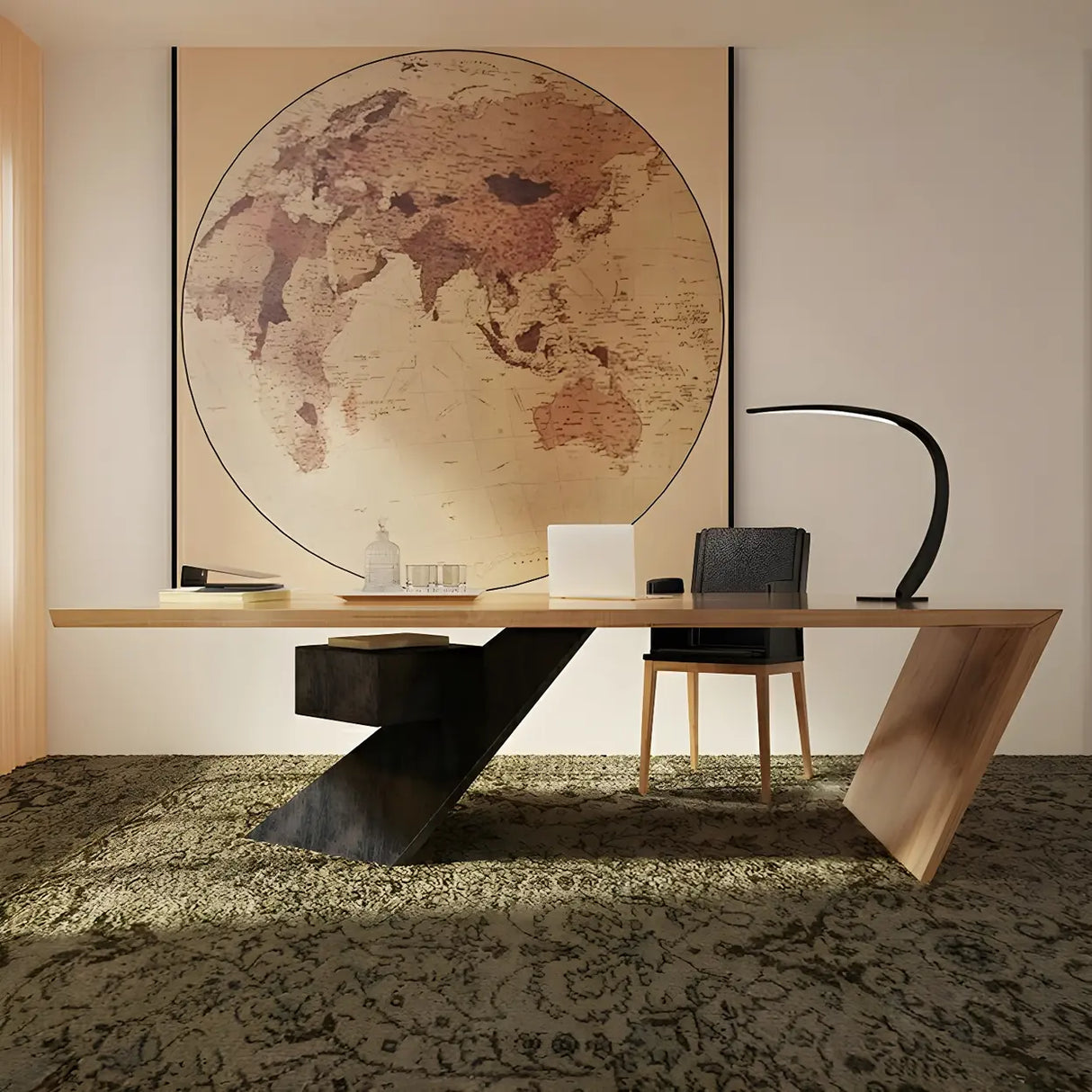 Natural Finish Pine Wood Pedestal Reception Desk Image - 3