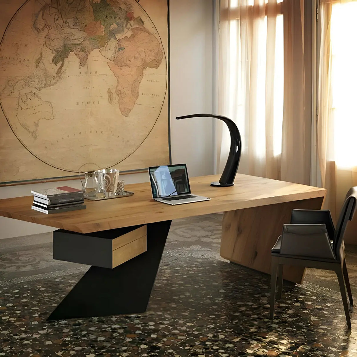 Natural Finish Pine Wood Pedestal Reception Desk Image - 8