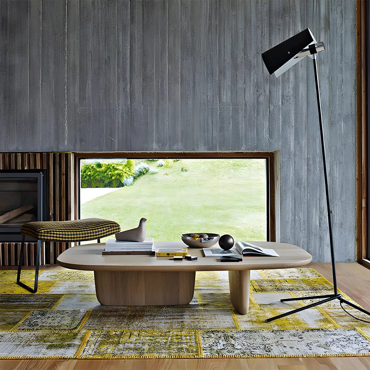 Natural Finish Pine Wood Rectangular Coffee Table Image - 3