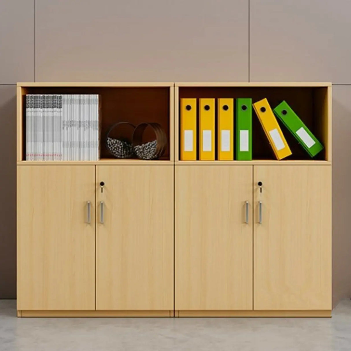 Natural Finish Rectangle Wood Drawer Lockable Filing Image - 10