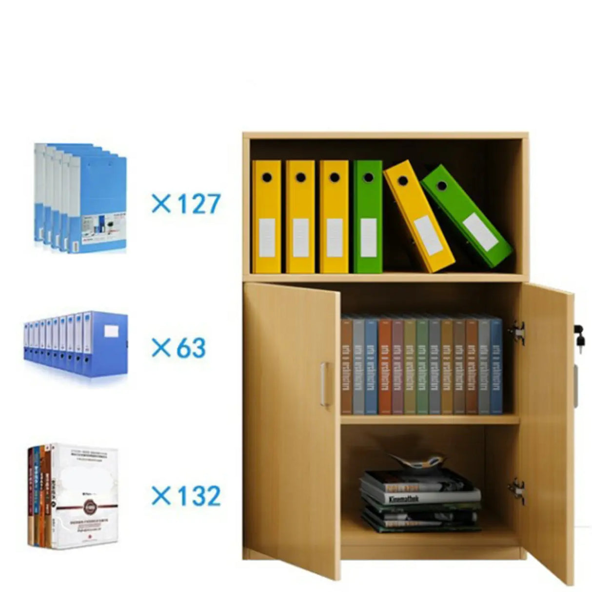 Natural Finish Rectangle Wood Drawer Lockable Filing Image - 13