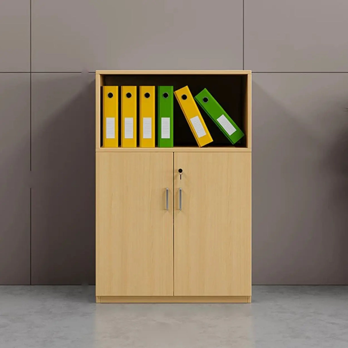 Natural Finish Rectangle Wood Drawer Lockable Filing Image - 3