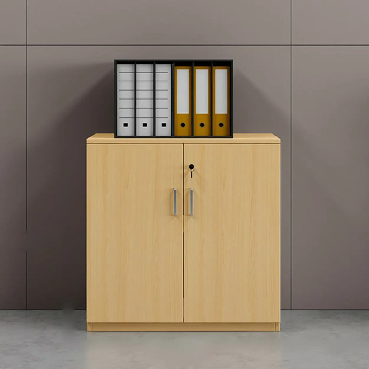 Natural Finish Rectangle Wood Drawer Lockable Filing Image - 4